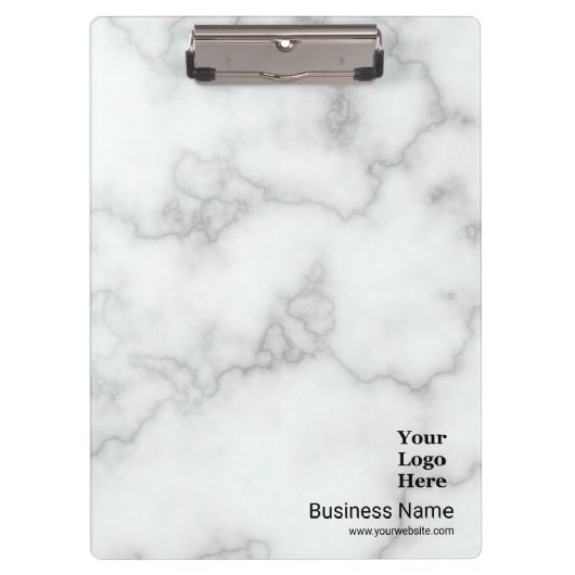 Business Faux Wit Marmer Uw Logo Professional Klembord (Voorkant)