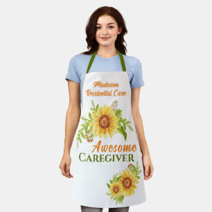 Business Floral Sunflower Caregiver Schort