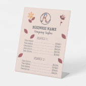 Business Floral Table Top Tarifs Panneau Piédestal (Recto)