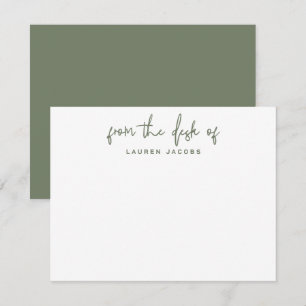Business From The Desk Of Dark Green Stationery Notitiekaartje