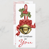 Business Gift Certificate Gold Bell Red Ribbon (Voorkant / Achterkant)