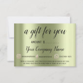 Business Gift Certificate Modern Social Green Logo (Voorkant)