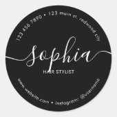 Business Girly Calligraphy Black Ronde Sticker (Voorkant)