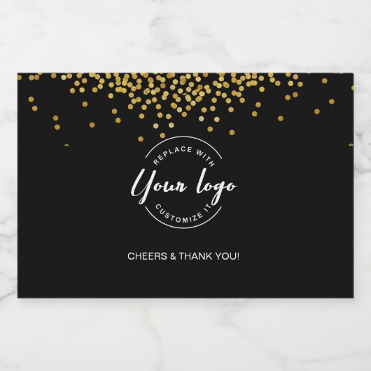 Business Gold Confetti Bedankt Custom logo Likeurfles Etiket (Enkel label)