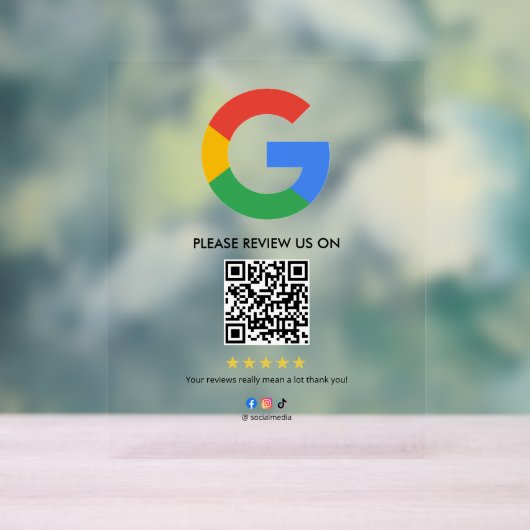 Business Google Review Tabletop Sign l QR Code (Neutre)