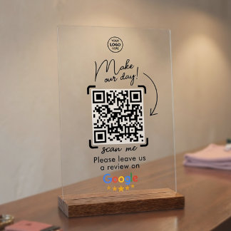 Business Google Social Review QR Code Acryl Bord