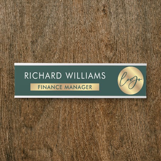 Business Green & Gold Logo Naam werknemer Functiet Deurbordje