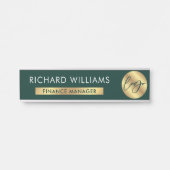 Business Green & Gold Logo Naam werknemer Functiet Deurbordje (Voorkant)