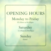 Business Green Opening Hours Sign | Window Cling Raamsticker (Vel 3)