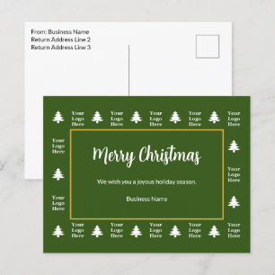 Business Green White-kerstbomen Uw Logo Feestdagenkaart