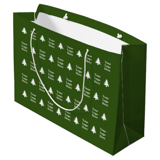Business Green White-kerstbomen Uw Logo Groot Cadeauzakje (Achterkant Gekanteld)