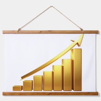 Business Growth Concept with Golden Upward Chart Hangend Wandkleed