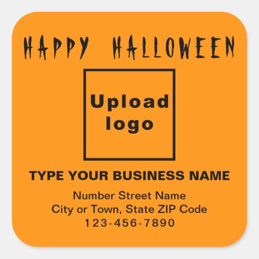 Business Halloween Oranje Square Sticker (Voorkant)