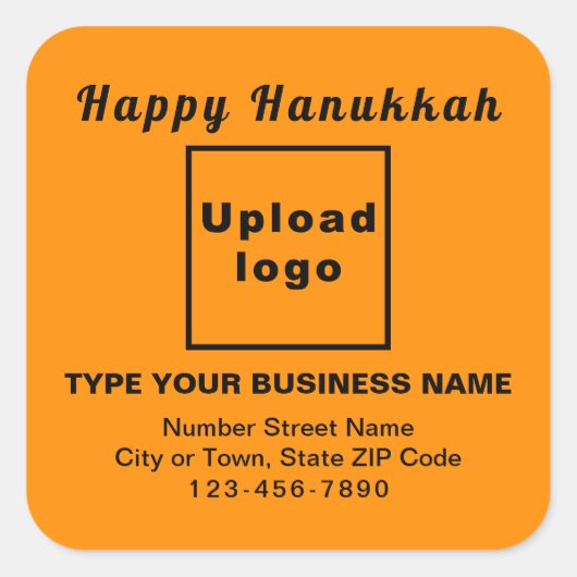 Business Hanukkah Oranje Color Square Sticker (Voorkant)