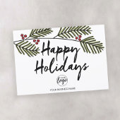Business Happy Holiday Rustic Pine Tree Branches Feestdagenkaart