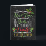 Business Holiday Chalkboard et Holly Thème<br><div class="desc">C'est le meilleur moment de l'année pour souhaiter à votre famille une saison joyeuse ! Pour toute entreprise qui considère ses clients, clients, vendeurs, fournisseurs et/ou employés comme une famille étendue, ce salut de vacances à thème rouge, vert et jaune doré a une sensation très tendance et moderne afin que...</div>