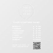Business Hours Logo Create QR Code White Lettering Raamsticker (Vel)