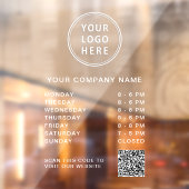 Business Hours Logo Create QR Code White Lettering Raamsticker (Vel 2)