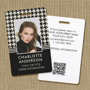 Business ID Medewerker Foto Houndstooth Off-white Badge