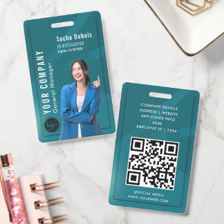 Business Identification Card with QR Code Badge