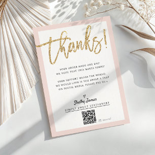 BUSINESS INSERT moderne chique glitter script blus Bedankkaart