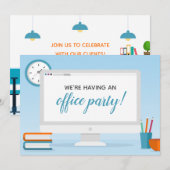 Business Kantoor Party Invitation Sjabloon Kaart (Voorkant / Achterkant)