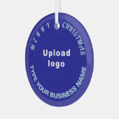 Business Kerstblauw Circle Glass Ornament (Voorkant links)