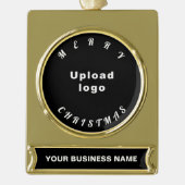 Business Kerstzwart op Verguld Banner Ornament (Voorkant)