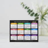 Business Logo 2025 Kalender Modern Zwart Kleurrijk Feestdagenkaart (Staand voorkant)