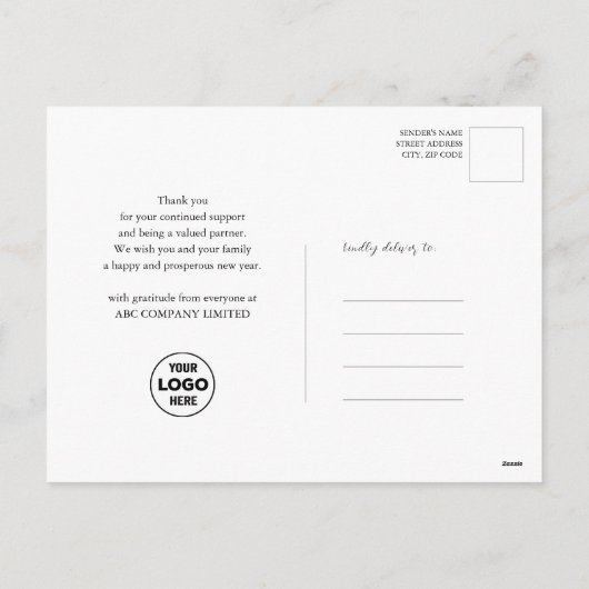 Business Logo 2025 Kalender Modern Zwart Kleurrijk Feestdagenkaart (Achterkant)