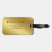 Business logo - Aangepaste Elegant Goud Metallic Bagagelabel (Achterkant horizontaal)