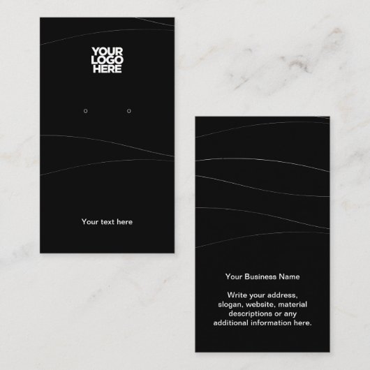 Business Logo Abstract Black Earring Display Kaart Visitekaartje (Voorkant / Achterkant)