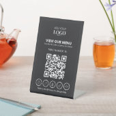 Business Logo Allergy QR Code Contactloos Menu Reclamebord Met Voetstuk (Insitu)