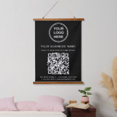 Business Logo and QR Code Black Hangend Wandkleed (Slaapkamer)