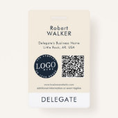 Business Logo and QR Code Event Attendee Custom ID Badge (Voorkant)