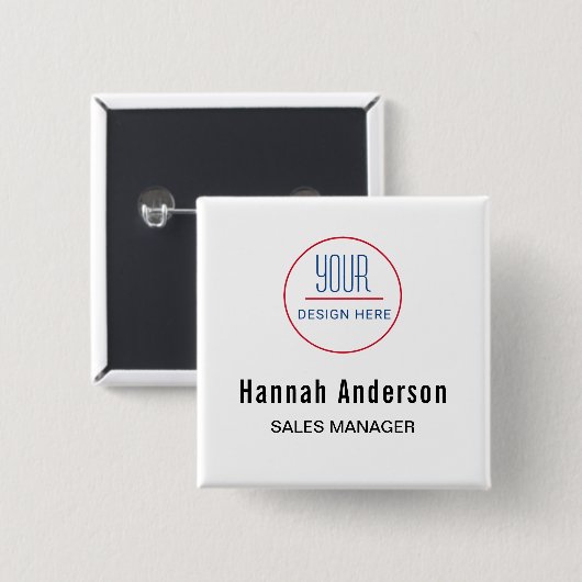 Business Logo Basic Employee Staff Name Badge (Devant & derrière)