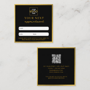Business Logo Beauty Afspraakkaart Zwart Goud Vierkante Visitekaartje