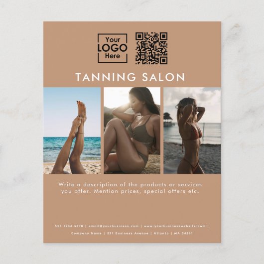 Business Logo Beauty Tanning Salon Foto's QR Code Flyer (Voorkant)
