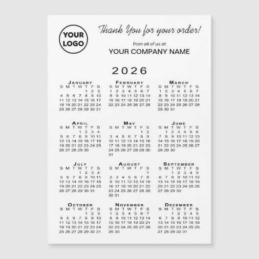Business Logo Bedankt 2026 Kalendermagneet (Voorkant)