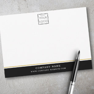 Business Logo Bedrijfsnaam Black and Gold Border Notitiekaartje