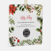 Business Logo Berries Mistletoe Kerstfeestdag Keramisch Ornament (Rechts)