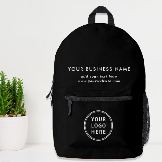 Business Logo Black Bedrukte Rugzak
