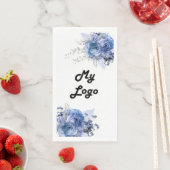 Business logo blauwe bloemen merk kleur servet (Insitu)