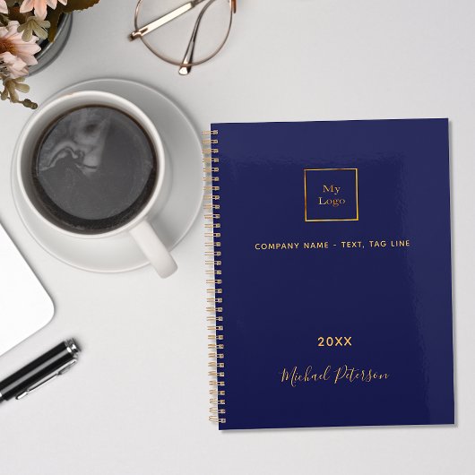 Business logo blue gold monogram 2023 planner