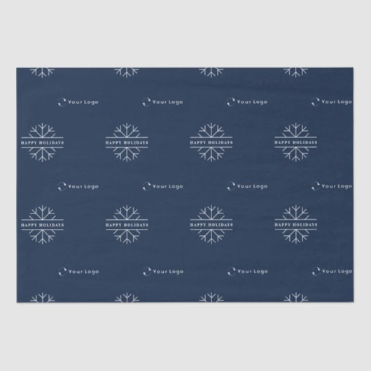 Business Logo Blue-kerstsnowflake Tissuepapier (Voorkant)