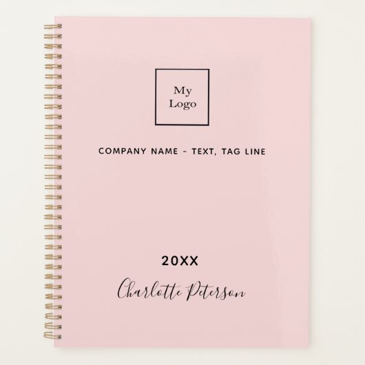 Business logo blush roze elegante monogram 2026 planner (Voorkant)