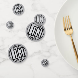 Business Logo Brushed Grey Bedrijfsfeest Tafel Confetti