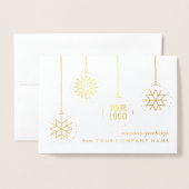 Business Logo Christmas Ornaments Gold Holiday Folie Kaarten (Voorkant met envelop)