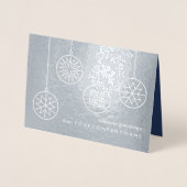 Business Logo Christmas Ornaments Navy Holiday Folie Kaarten (Voorkant)