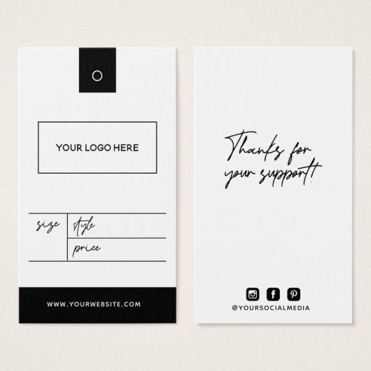 Business Logo Clothing Label Price Hang Label Visitekaartje (Voorkant /achterkant)